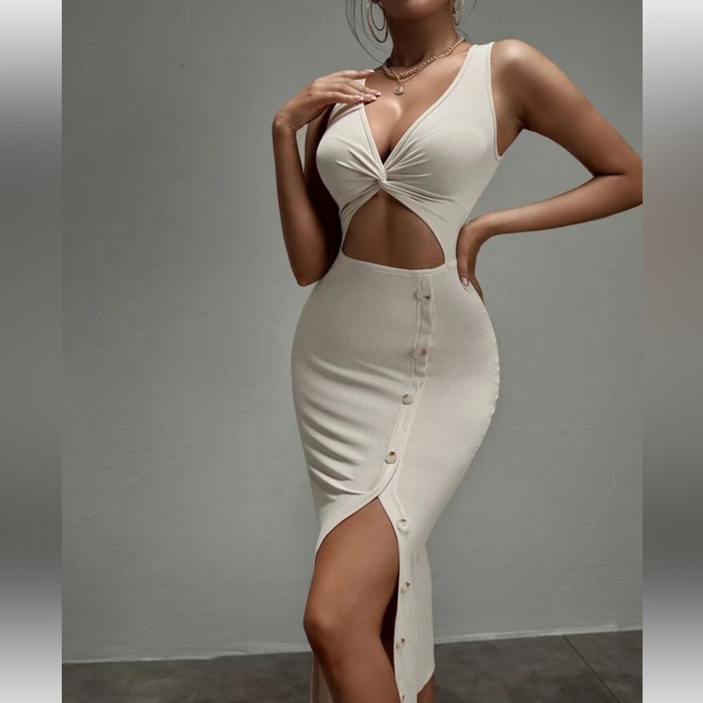 SHEIN SXY Cut Out Knot Scoop Neck Bodycon Dress (XS) fits (XS-M) very stretchy